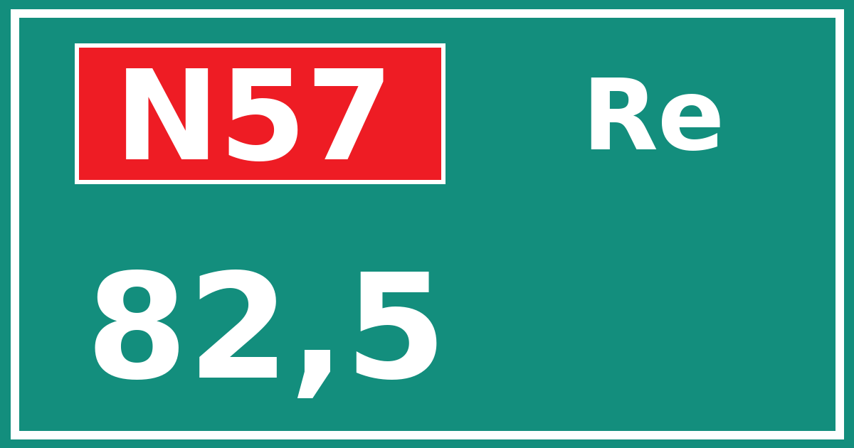Hectometerbord N57 82,5 zijde Re
