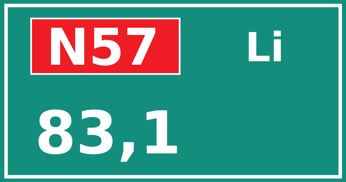 Hectometerbord N57 83,1 zijde Li