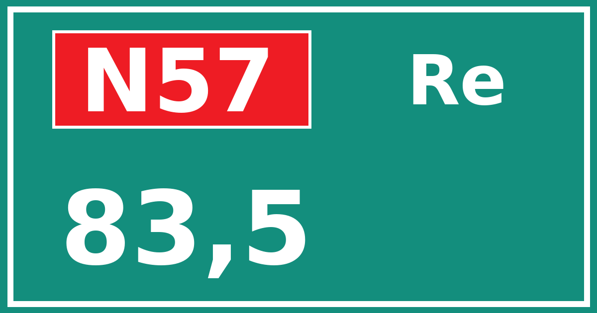 Hectometerbord N57 83,5 zijde Re