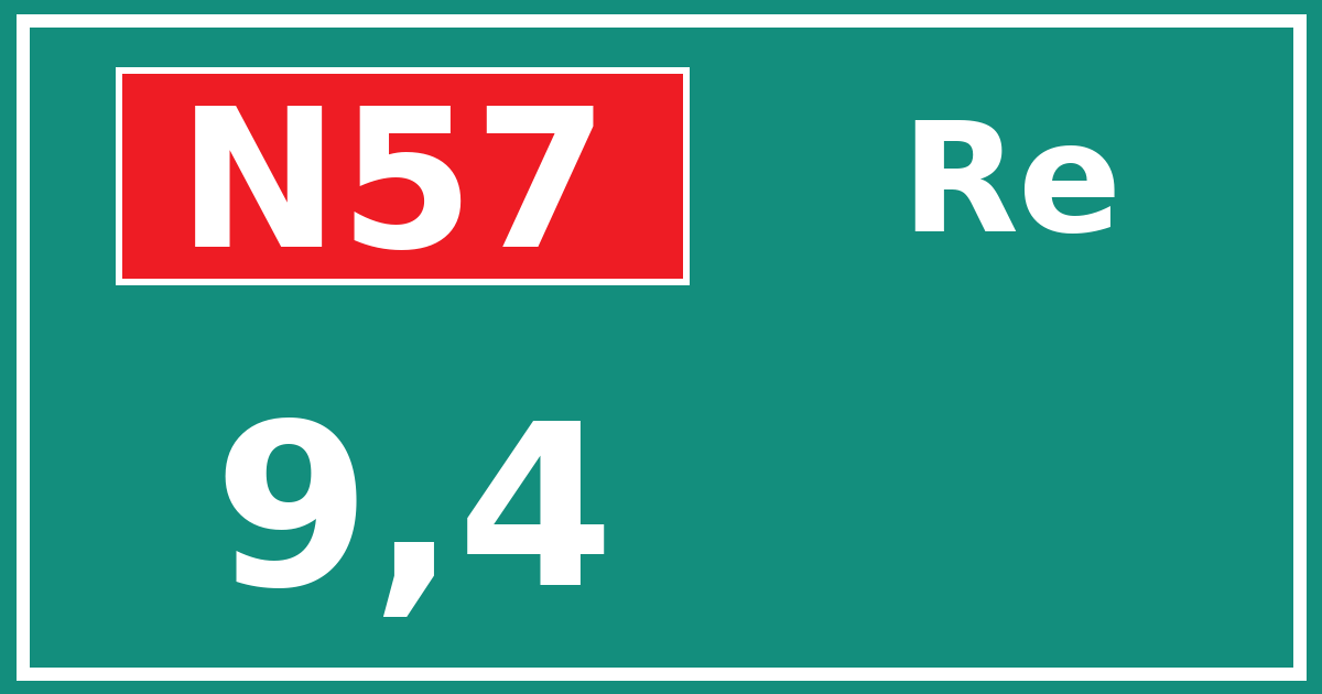 Hectometerbord N57 9,4 zijde Re