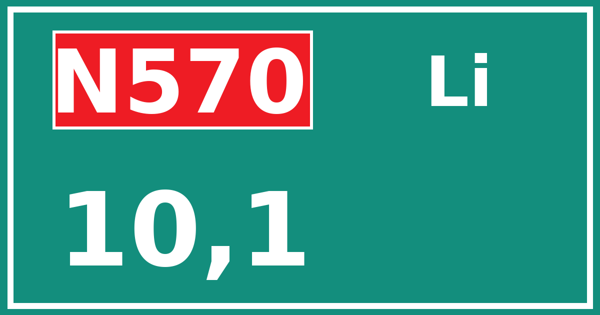 Hectometerbord N570 10,1 zijde Li