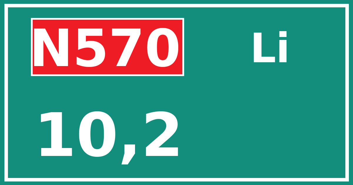 Hectometerbord N570 10,2 zijde Li