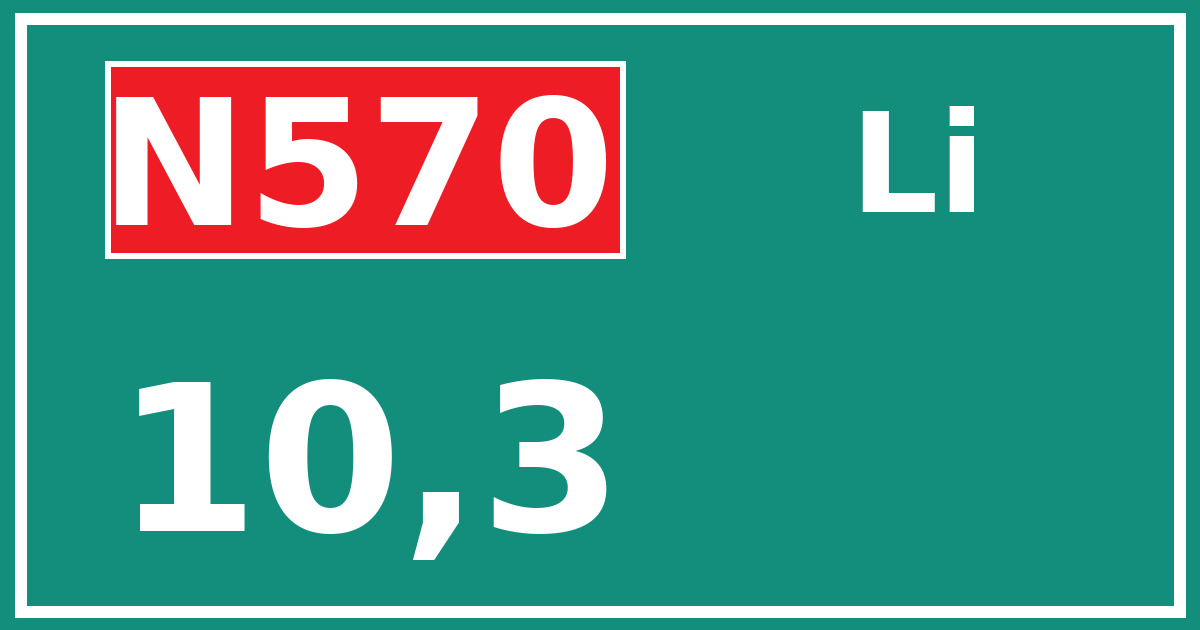 Hectometerbord N570 10,3 zijde Li
