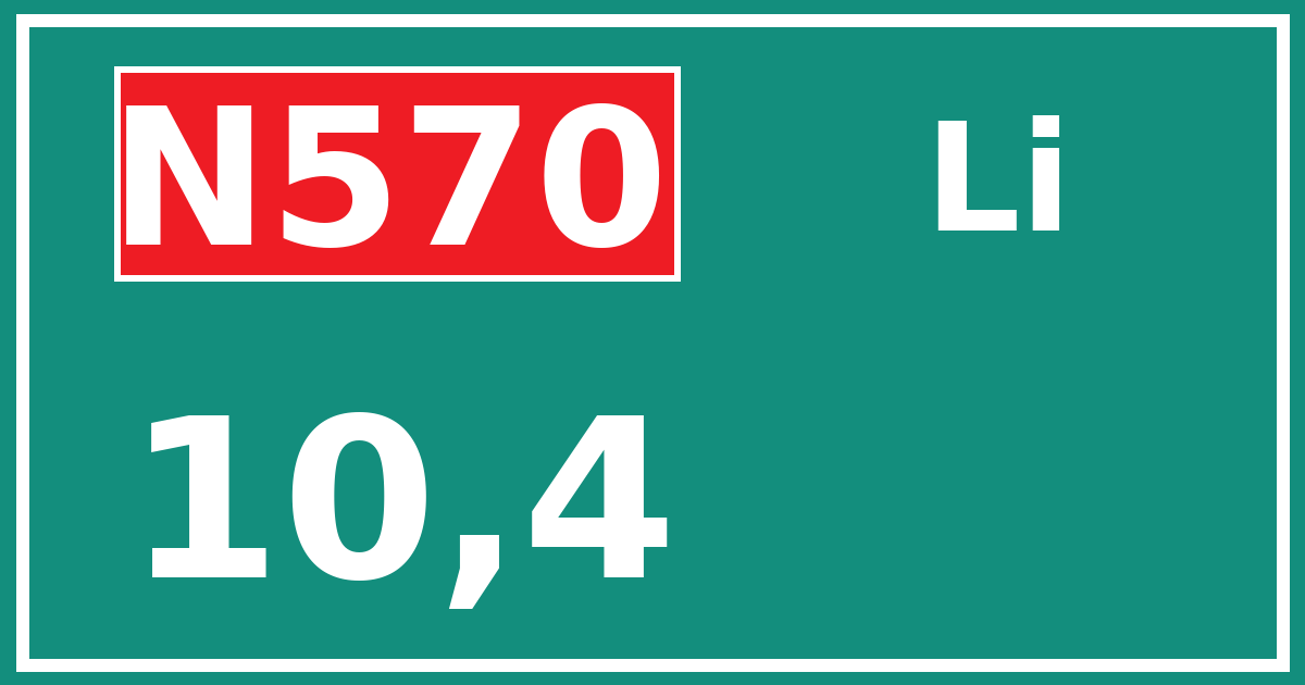 Hectometerbord N570 10,4 zijde Li