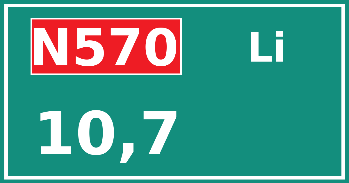 Hectometerbord N570 10,7 zijde Li