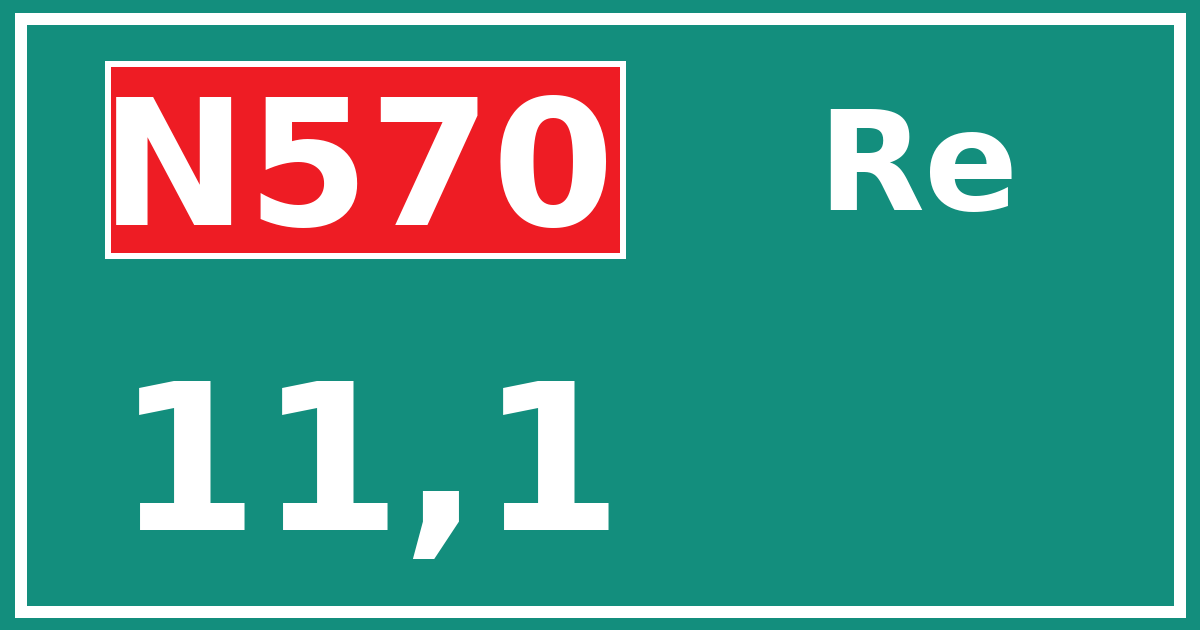 Hectometerbord N570 11,1 zijde Re