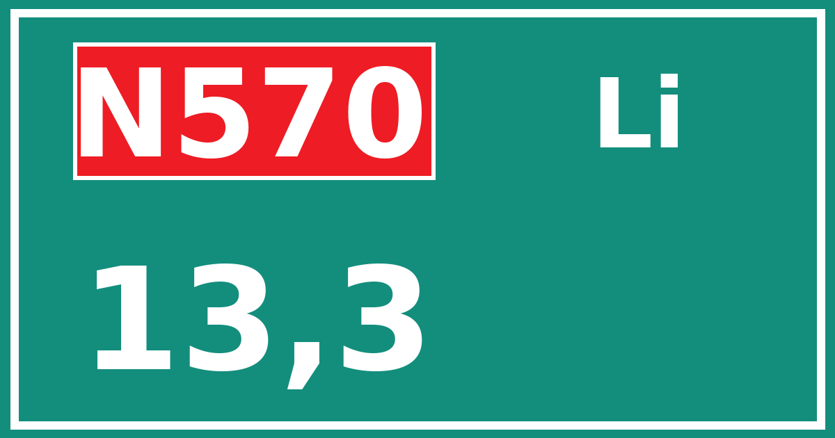 Hectometerbord N570 13,3 zijde Li