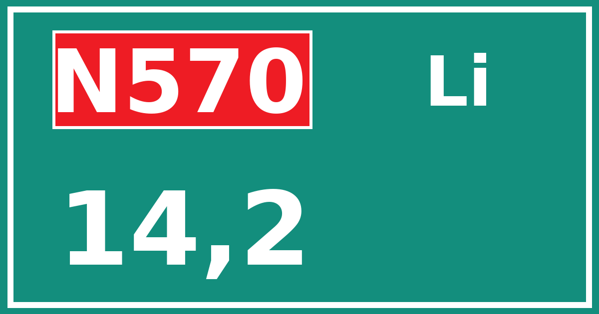 Hectometerbord N570 14,2 zijde Li