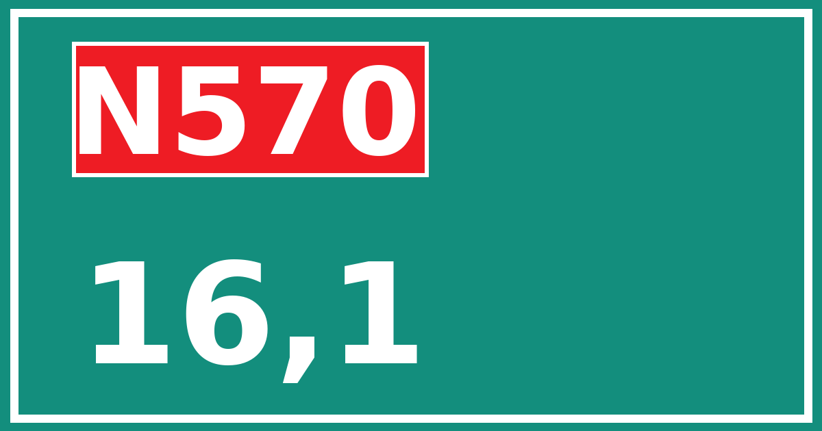 Hectometerbord N570 16,1