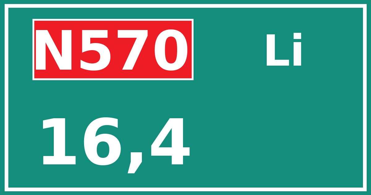 Hectometerbord N570 16,4 zijde Li