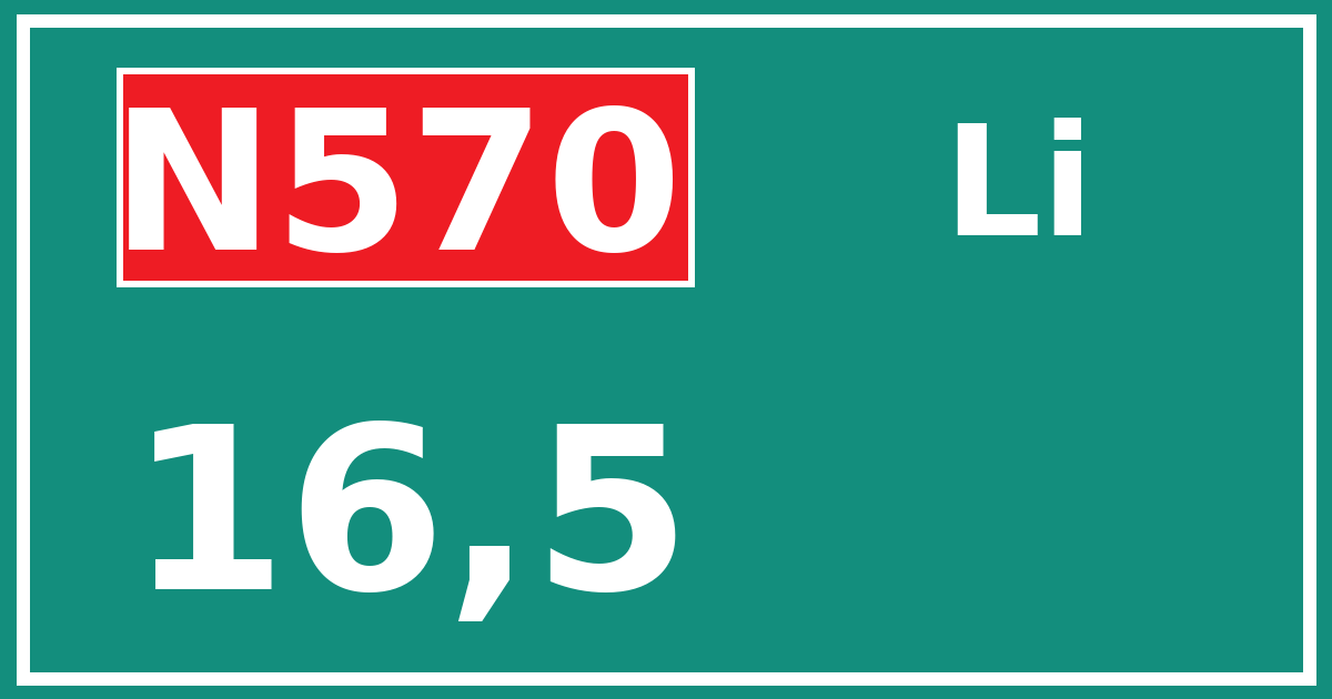 Hectometerbord N570 16,5 zijde Li