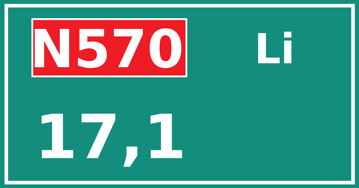 Hectometerbord N570 17,1 zijde Li