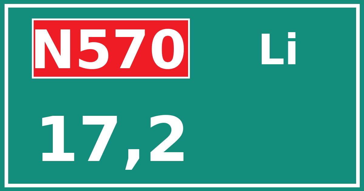 Hectometerbord N570 17,2 zijde Li