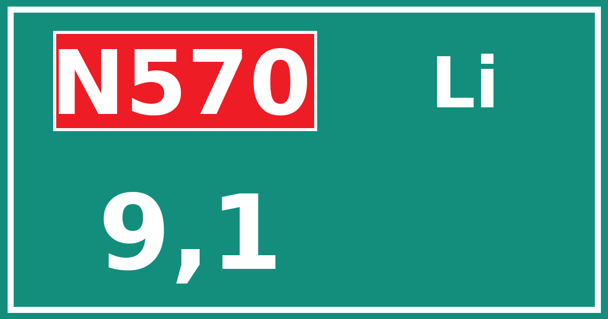 Hectometerbord N570 9,1 zijde Li