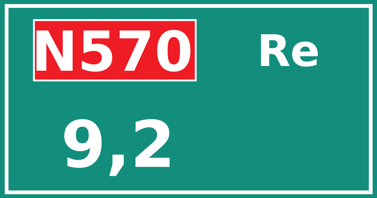 Hectometerbord N570 9,2 zijde Re