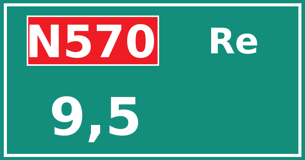 Hectometerbord N570 9,5 zijde Re