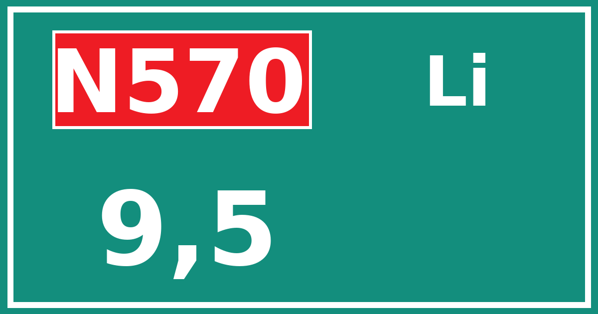 Hectometerbord N570 9,5 zijde Li