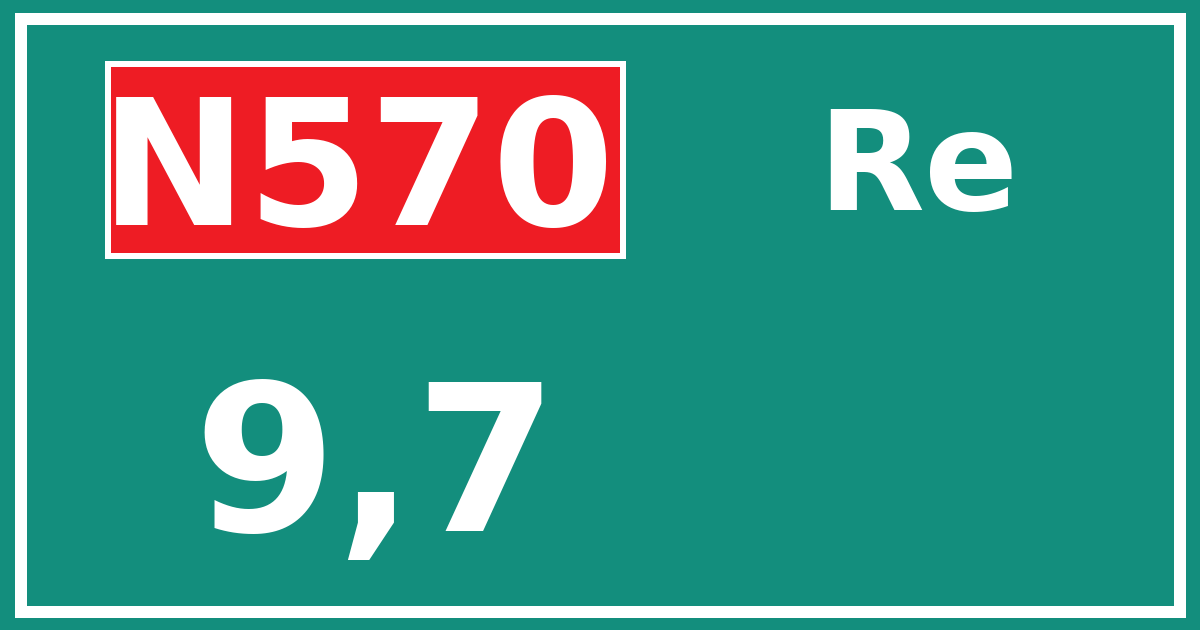 Hectometerbord N570 9,7 zijde Re