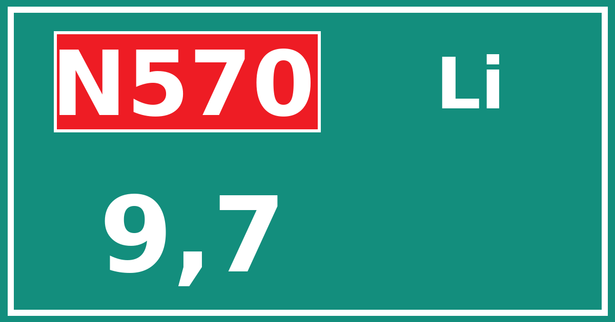 Hectometerbord N570 9,7 zijde Li