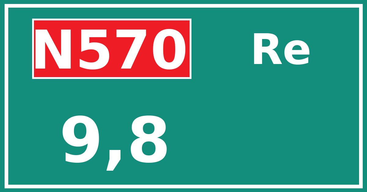 Hectometerbord N570 9,8 zijde Re