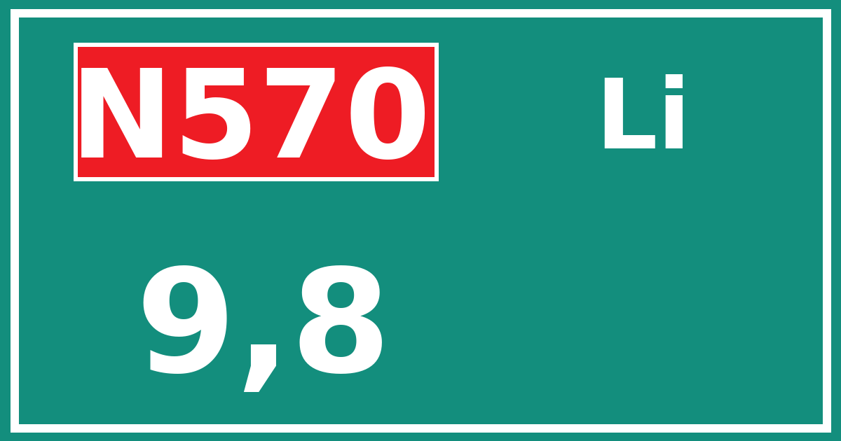 Hectometerbord N570 9,8 zijde Li