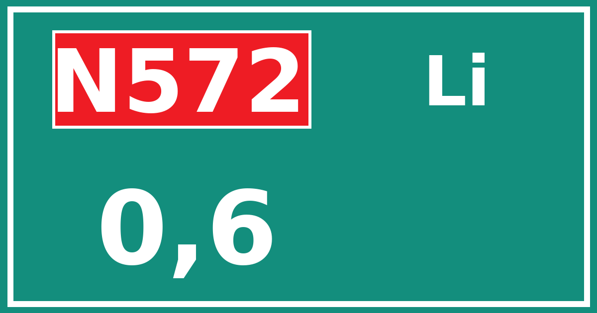 Hectometerbord N572 0,6 zijde Li