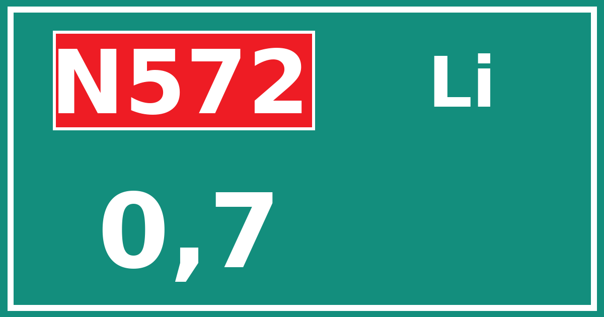 Hectometerbord N572 0,7 zijde Li
