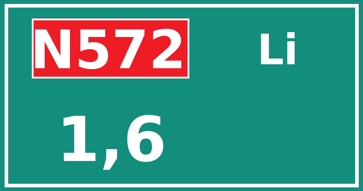 Hectometerbord N572 1,6 zijde Li