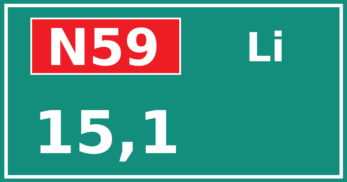 Hectometerbord N59 15,1 zijde Li