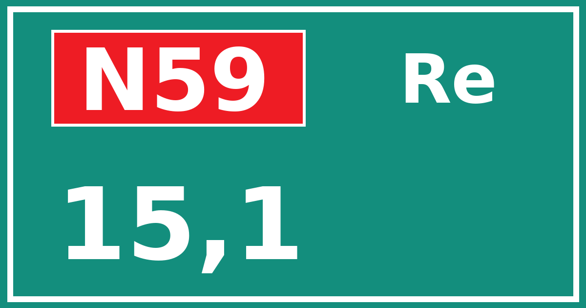 Hectometerbord N59 15,1 zijde Re