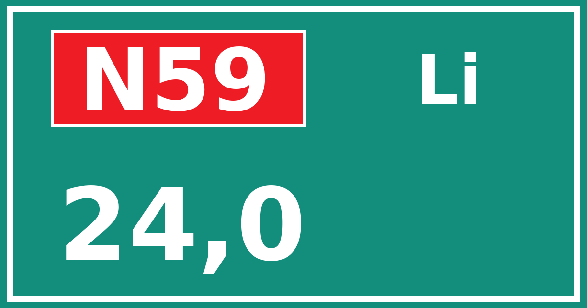 Hectometerbord N59 24,0 zijde Li