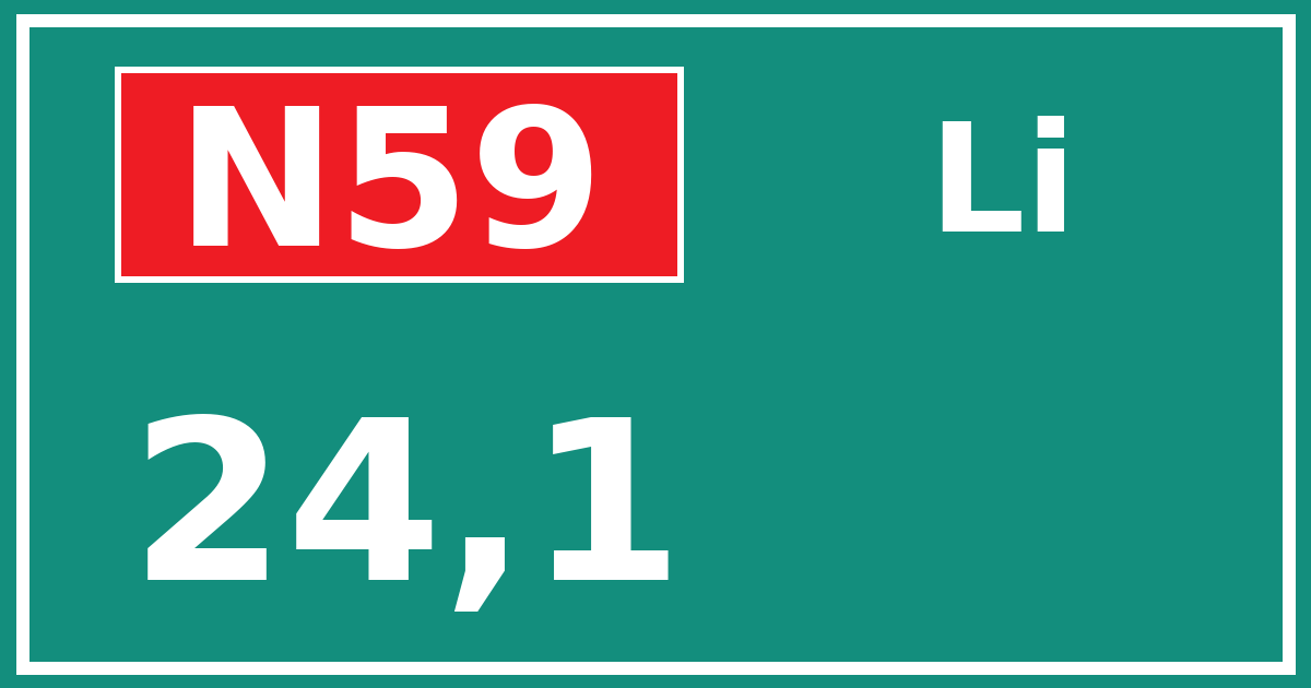 Hectometerbord N59 24,1 zijde Li