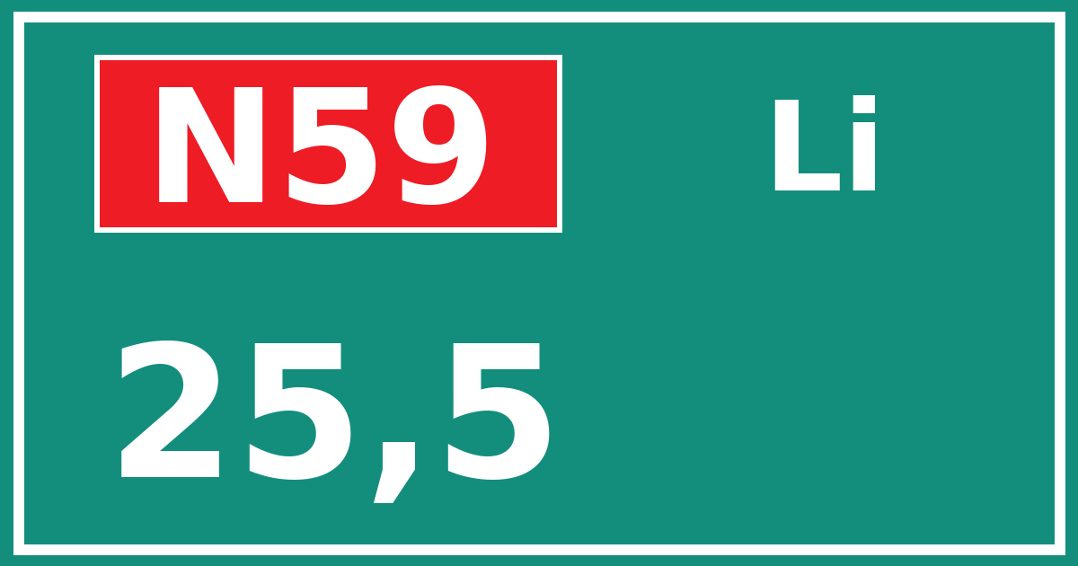 Hectometerbord N59 25,5 zijde Li