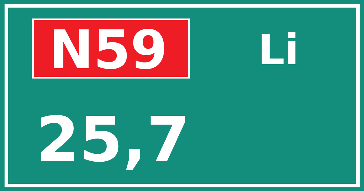 Hectometerbord N59 25,7 zijde Li