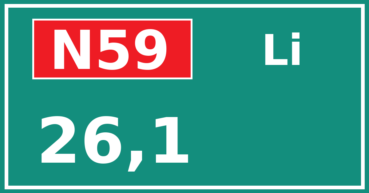 Hectometerbord N59 26,1 zijde Li