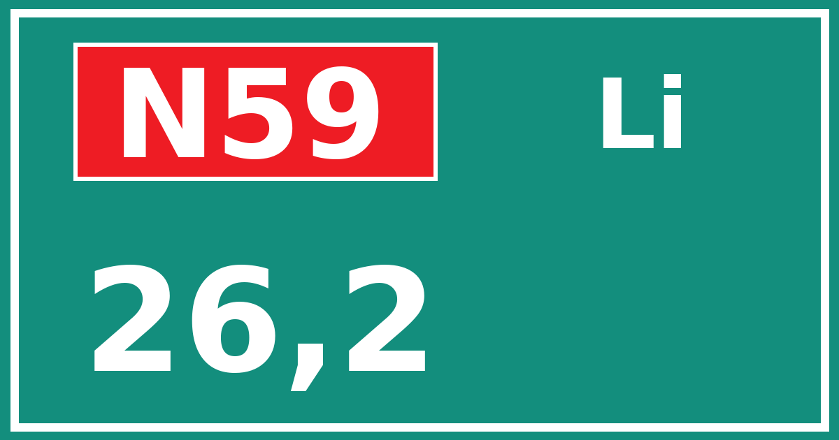 Hectometerbord N59 26,2 zijde Li