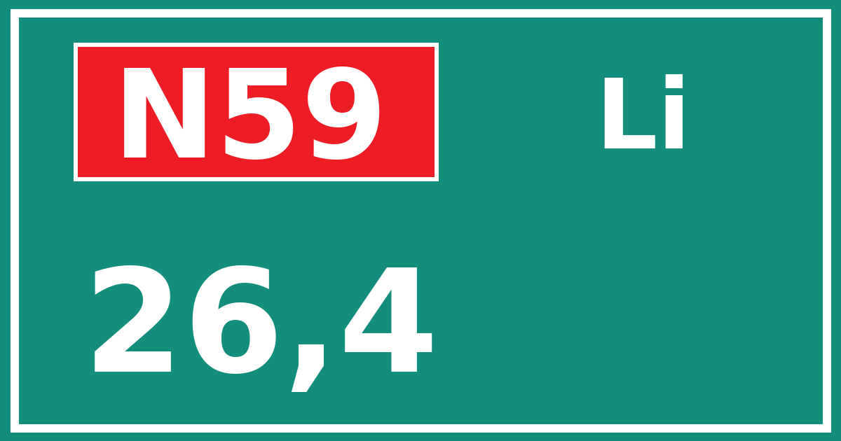 Hectometerbord N59 26,4 zijde Li