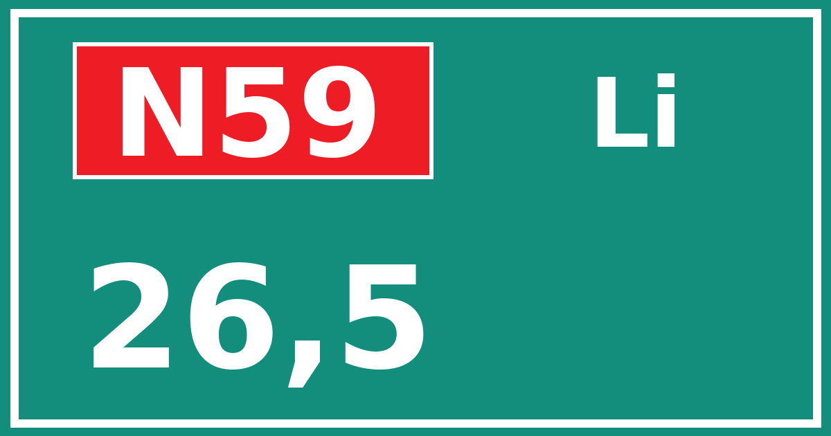 Hectometerbord N59 26,5 zijde Li
