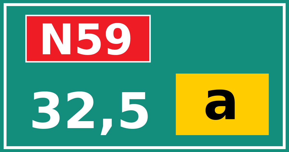 Hectometerbord N59 32,5 letter a
