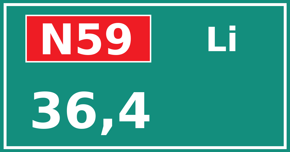 Hectometerbord N59 36,4 zijde Li