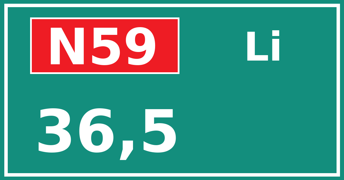 Hectometerbord N59 36,5 zijde Li