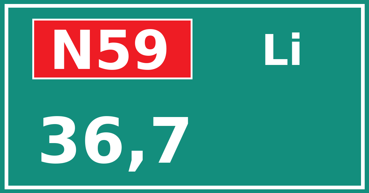 Hectometerbord N59 36,7 zijde Li