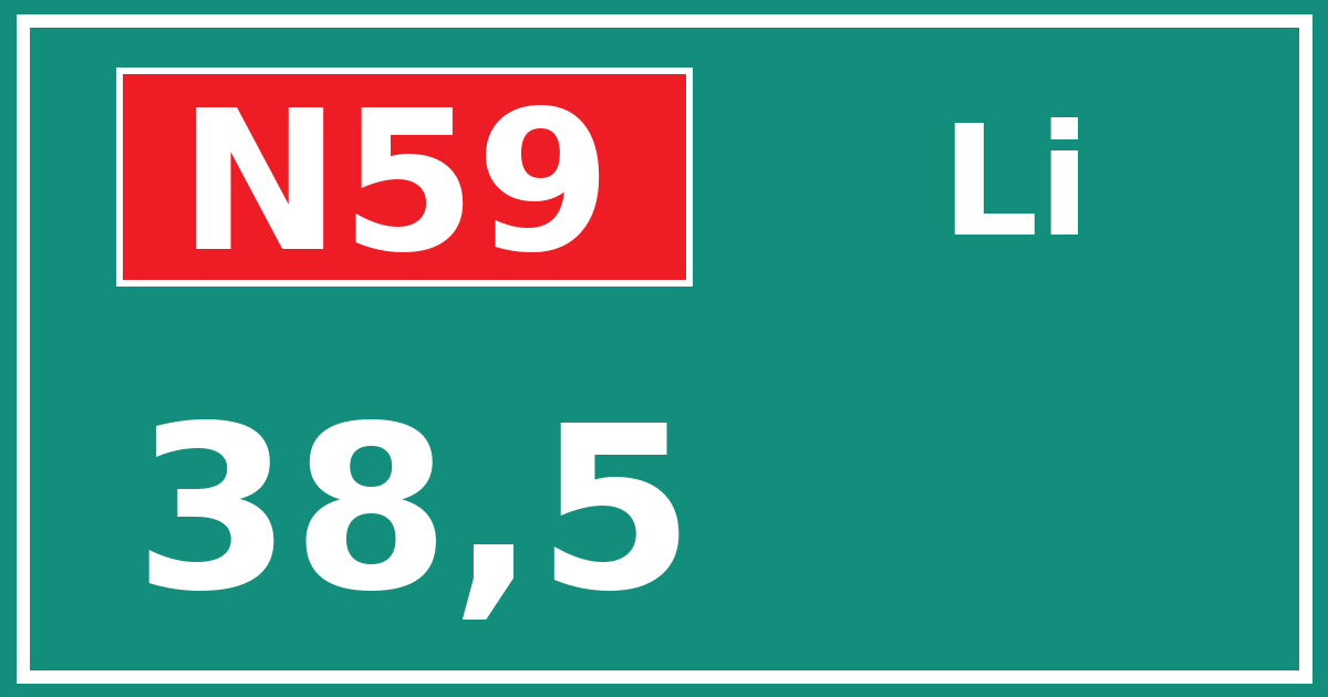 Hectometerbord N59 38,5 zijde Li