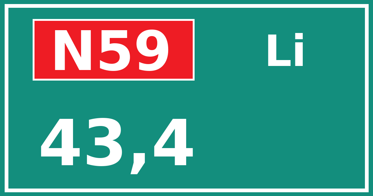 Hectometerbord N59 43,4 zijde Li
