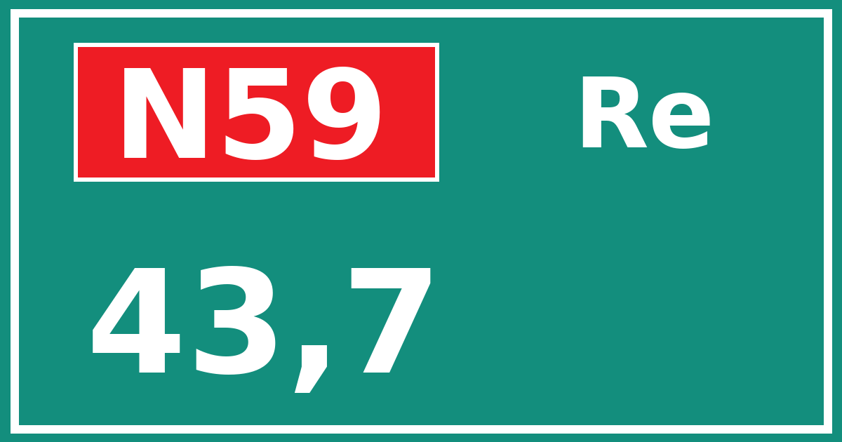 Hectometerbord N59 43,7 zijde Re
