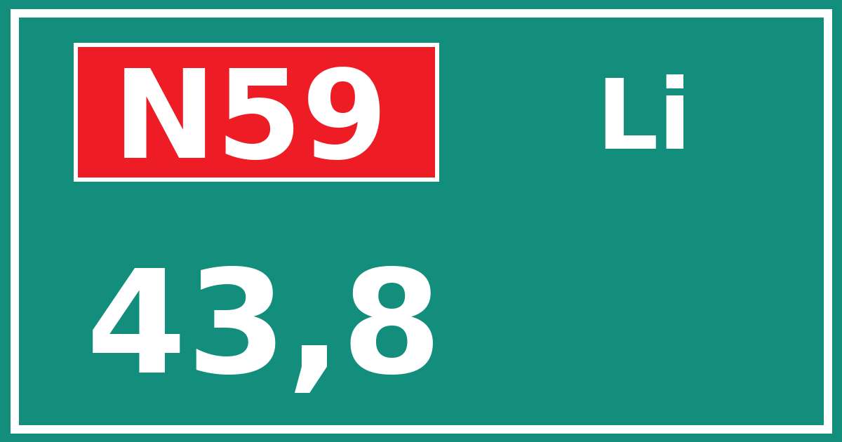 Hectometerbord N59 43,8 zijde Li
