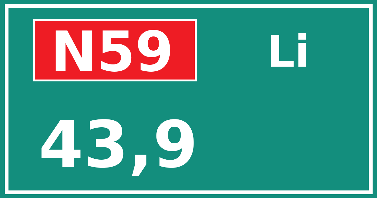 Hectometerbord N59 43,9 zijde Li