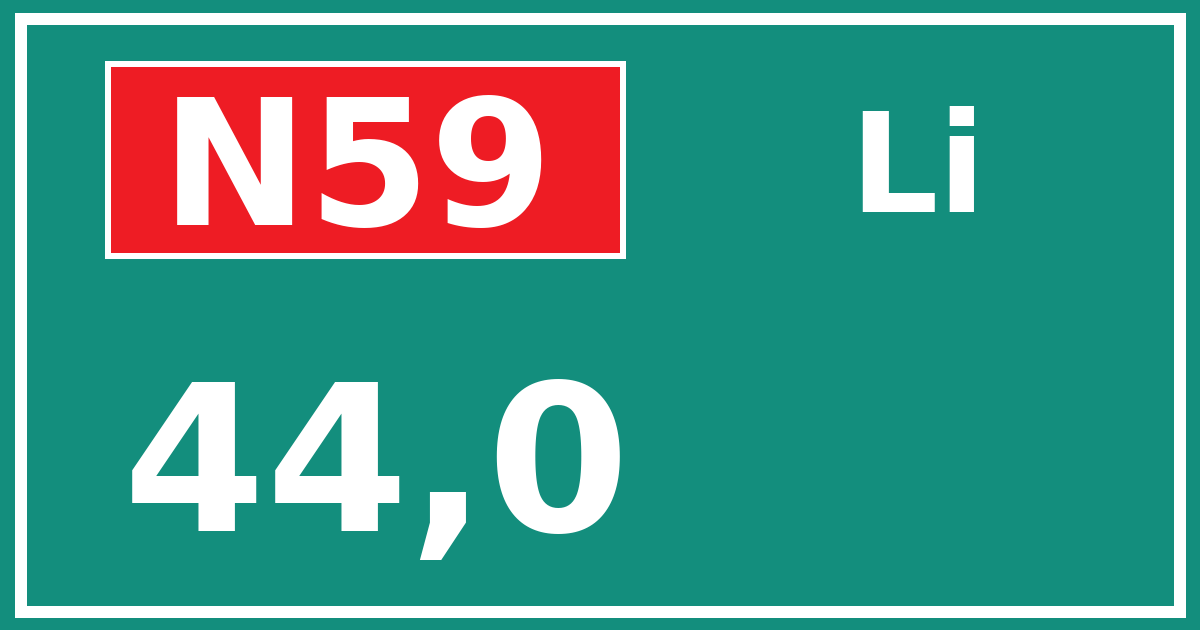 Hectometerbord N59 44,0 zijde Li