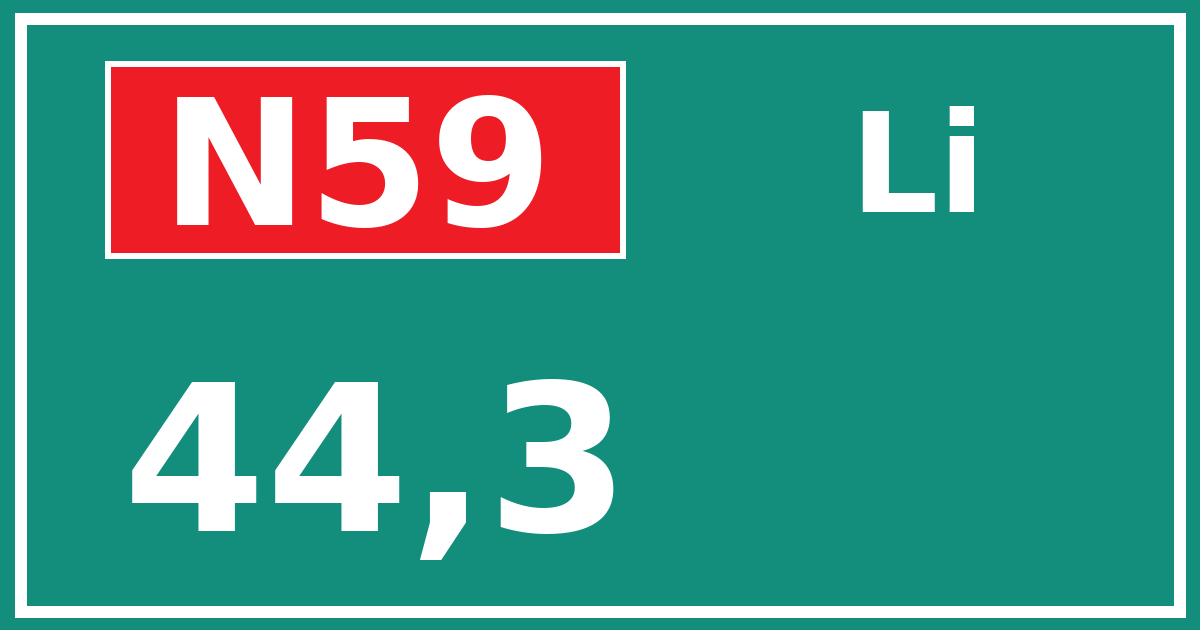 Hectometerbord N59 44,3 zijde Li