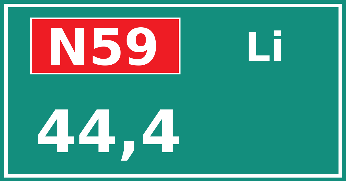Hectometerbord N59 44,4 zijde Li